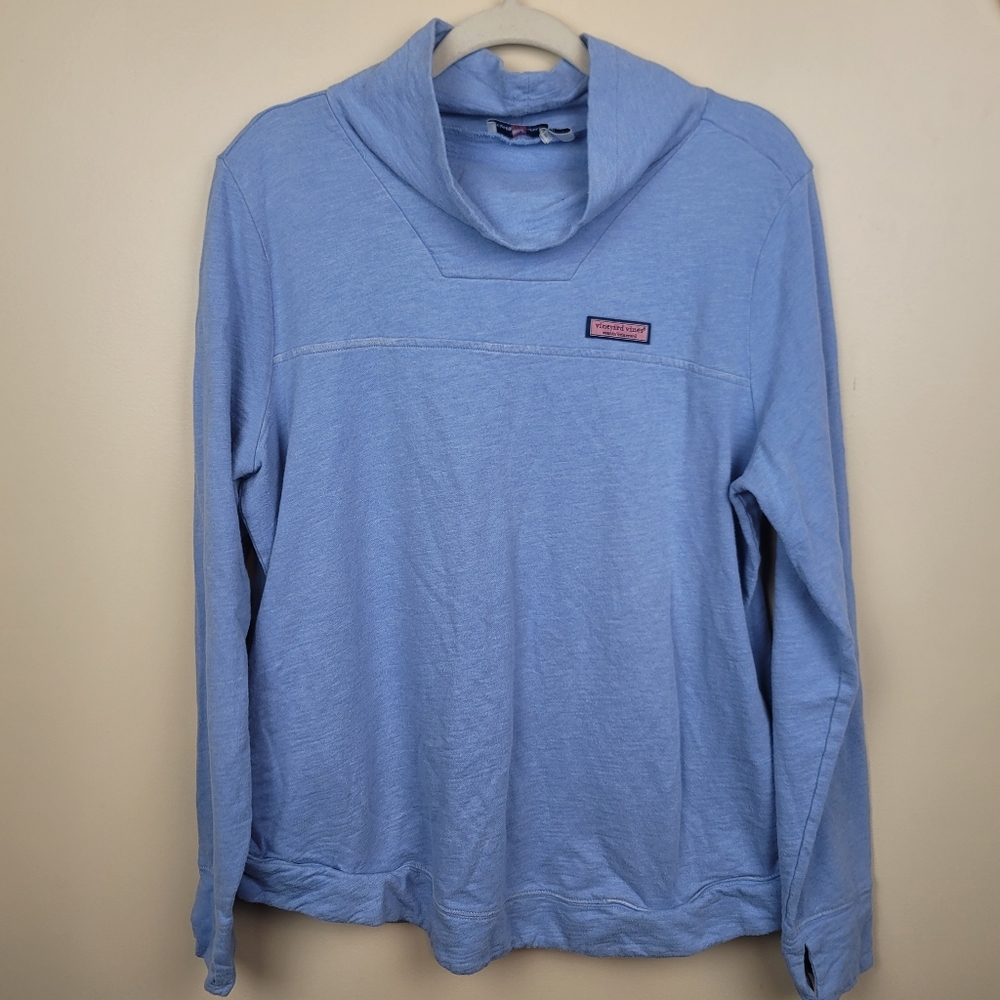Vineyard Vines Blue Sunwashed Funnel Neck Relaxed Shep Shirt size L